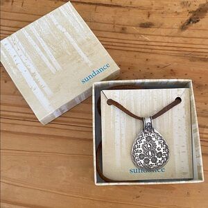 🎉 SUNDANCE STERLING SILVER AND LEATHER NECKLACE‼️